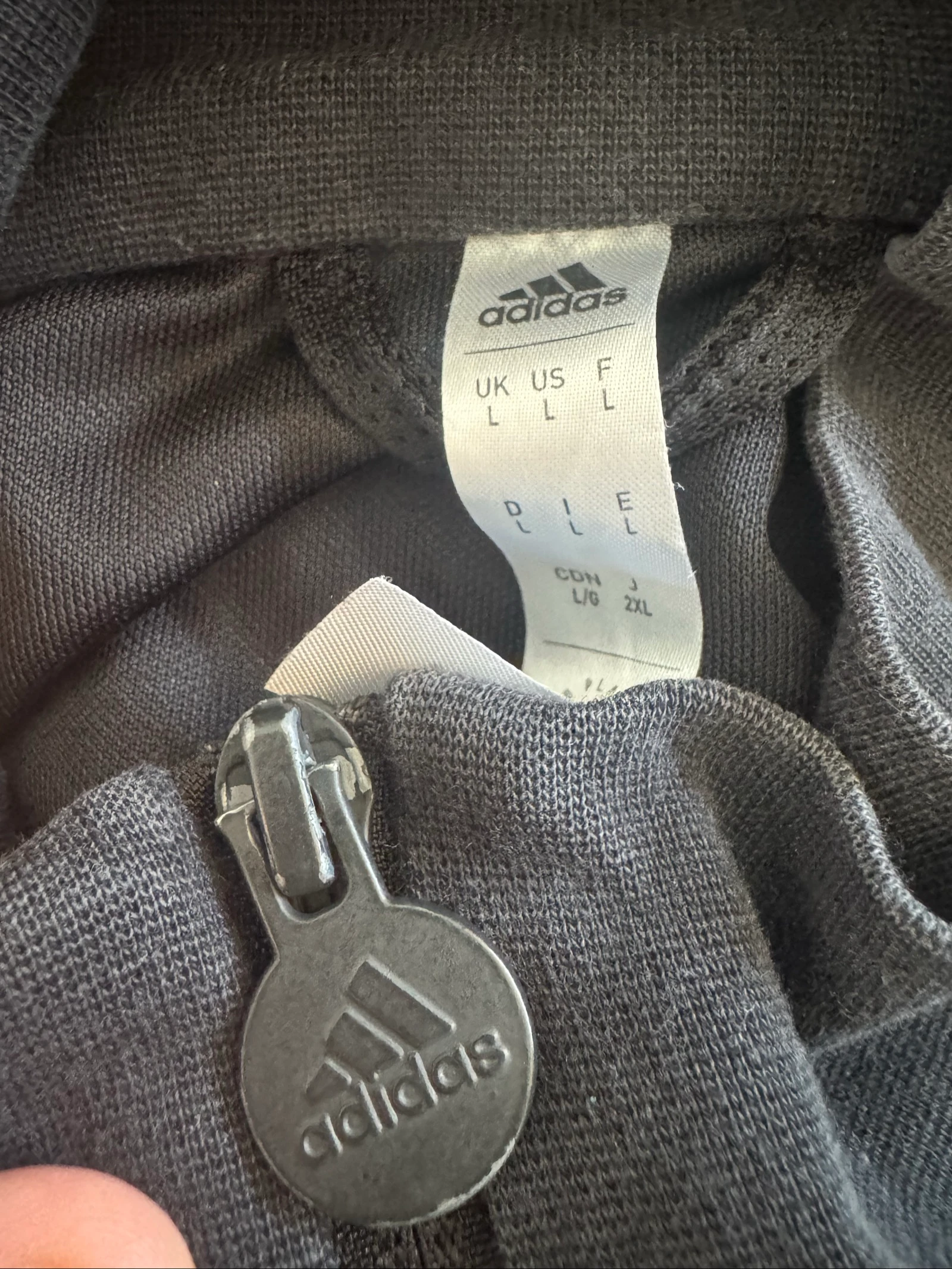 Adidas Track Jacket Black Logo Sleeve Full Zip Sportswear 3 Stripes Men’s L – photo 4